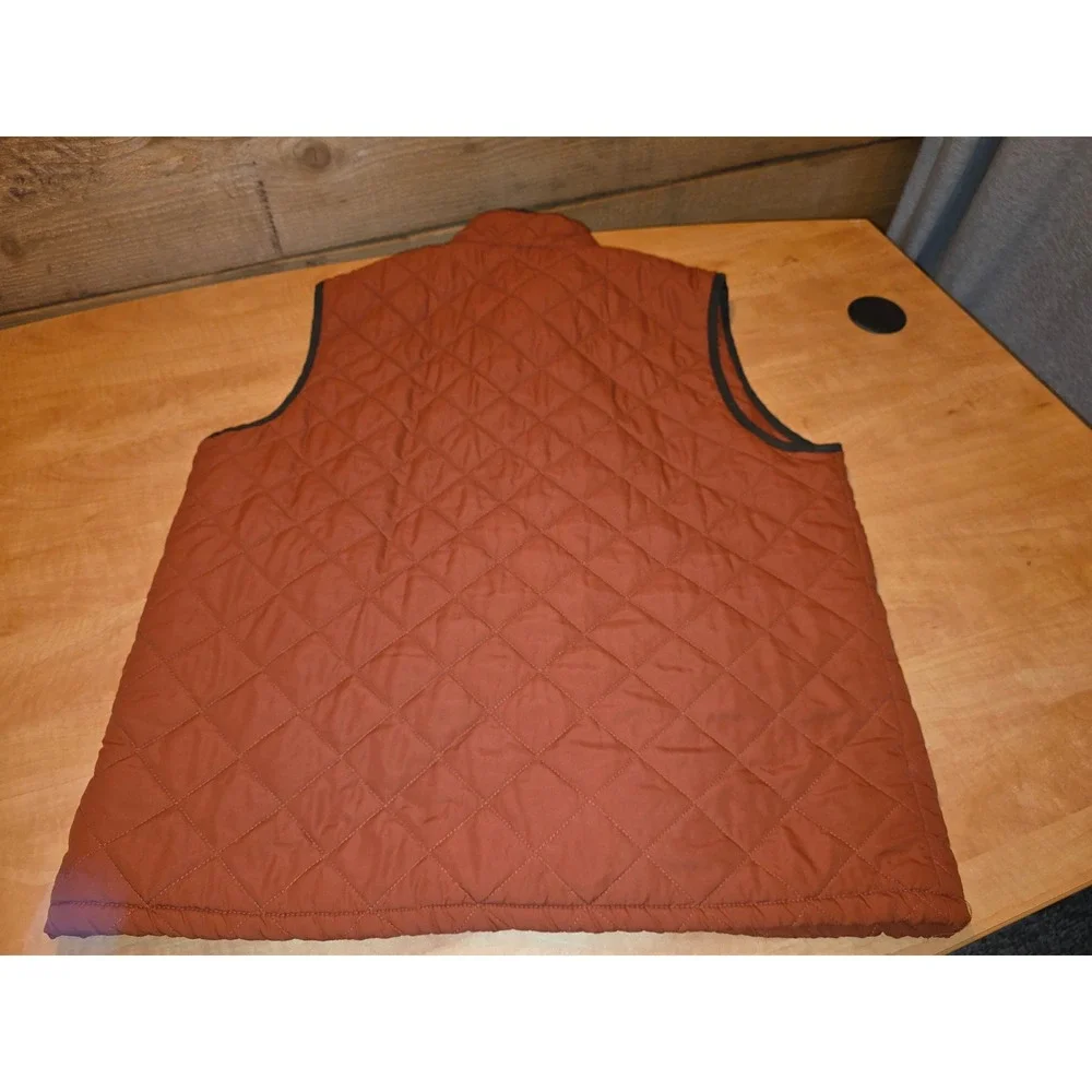 Field & Stream Mens XL Quilted Vest Rust Orange Full Zip Padded Outdoor Gilet